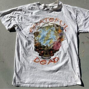 Women's Grateful Dead T-Shirt White Skull S 60s Psych Garcia Hippie SF Cotton On